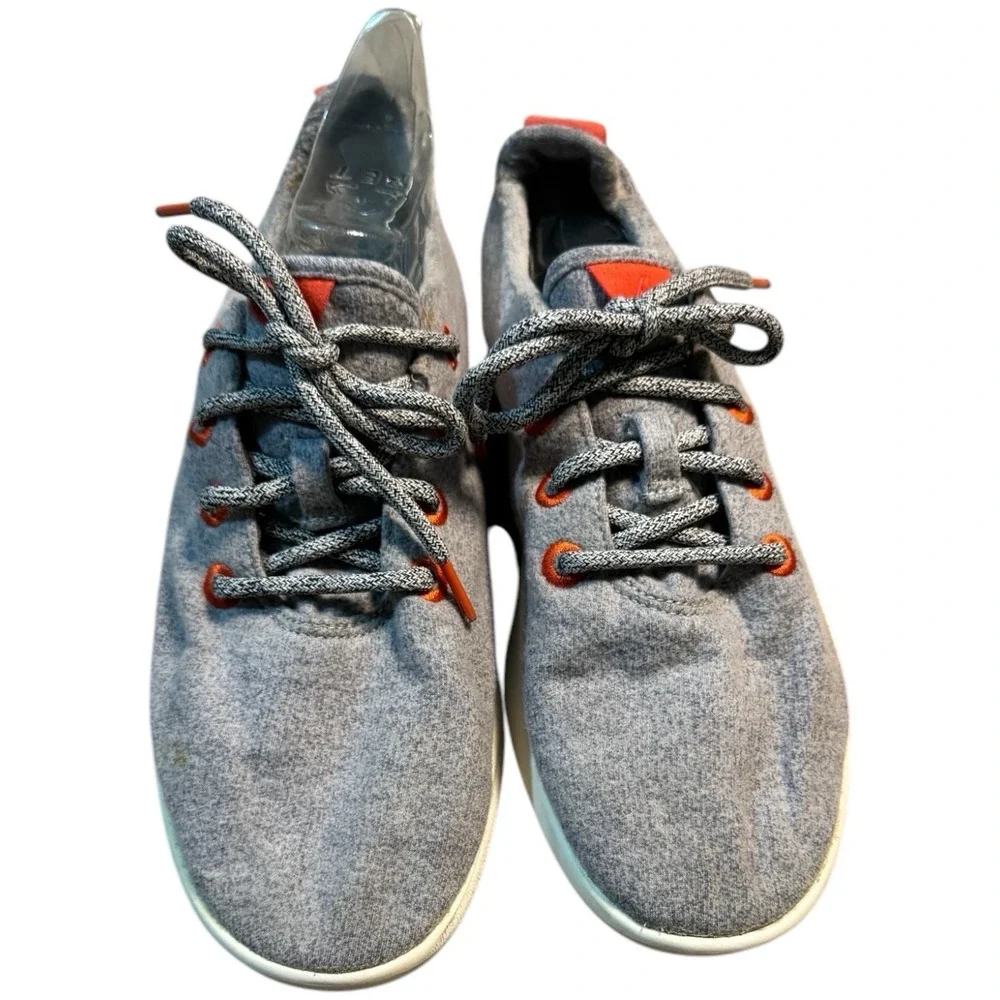 Allbirds Men's Wool Runner Sneakers‎ - Lite Gray Orange Accents Size 10 WR M10